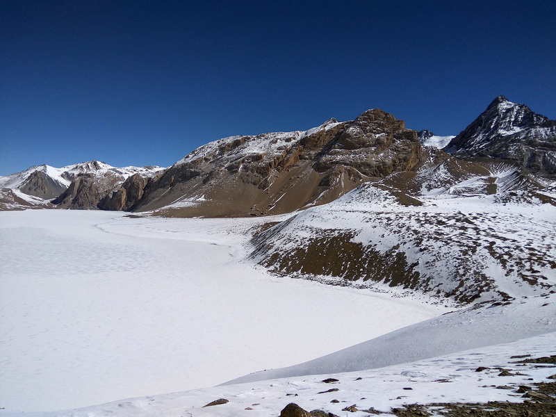 Tilicho Lake, sky, beauty in nature, tilicho, mountain peak, nature, environment, day, cold temperature, tranquility, Frozen Lake, scenics - nature, winter
