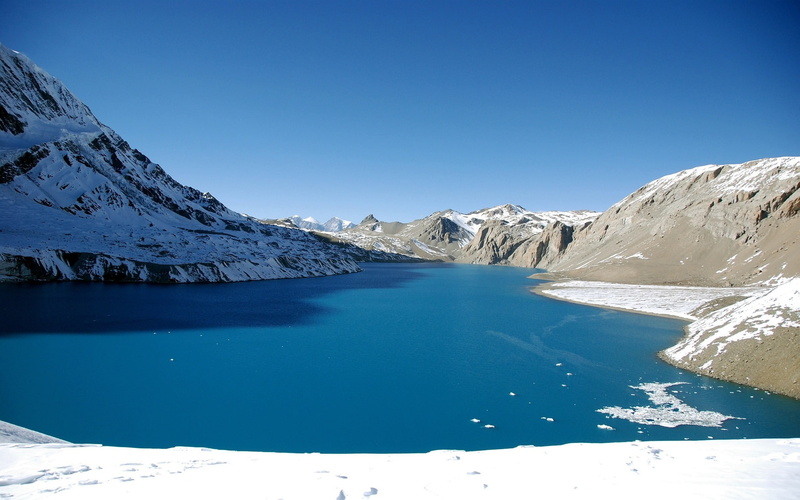 beauty in nature, landscape, ice, winter, no people, mountain range, tilicho, snowcapped mountain, mountain, tranquility, day, 1080P, water