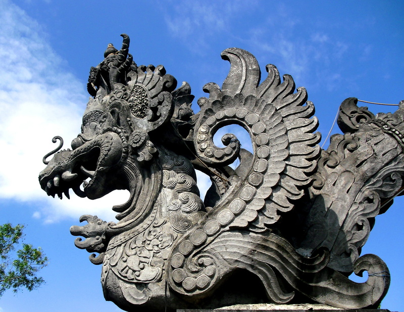 no people, garuda, mythology, architecture, indonesia, culture, dragon, 2K, cloud - sky, art, representation, sculpture, blue, religion, bali, gilimanuk