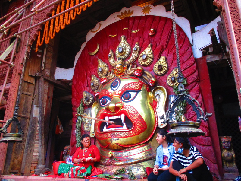 5K, religious, day, indrajatra, statue, hinduism, male likeness, low angle view, belief, bhairav, nepal, face, spirituality, art and craft, representation