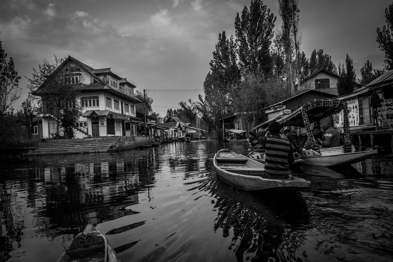 house, boat rider, reflection of boat in water, moored, building exterior, house boats, nature, houses, tree, floating houses, outdoors, floating shops