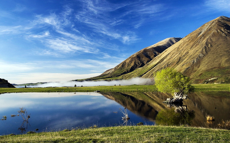 MOUNTAIN, NATURE, DAL, HORIZON, 1080P, SLOPE, SURFACE, LAKE, PONDS, REFLECTION, The SKY, CLOUDS, GREEN, GRASS, MEADOW, SPRING
