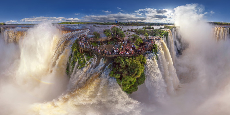 nature, water, 2K, Venezuela, Nationalpark Canaima, waterfall, South America, panorama, people