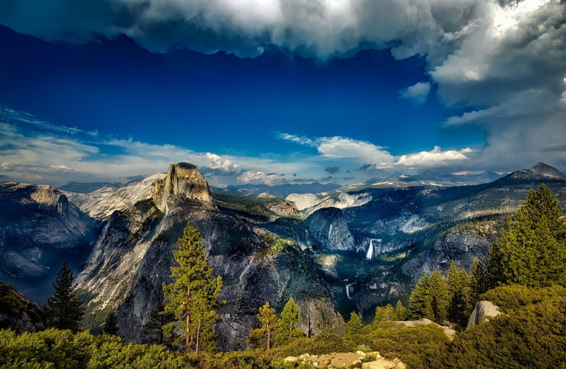 Holiday, Mountains, idyllic, Yosemite, plant, tranquility, Nature, snowcapped mountain, physical geography, nationalpark, Valley, Summer, Vacation, no people