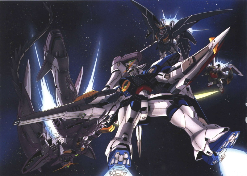 day, futuristic, outdoors, robot, drone, two people, mode of transportation, aggression, illuminated, airplane, transportation, technology, Mobile Suit Gundam Wing