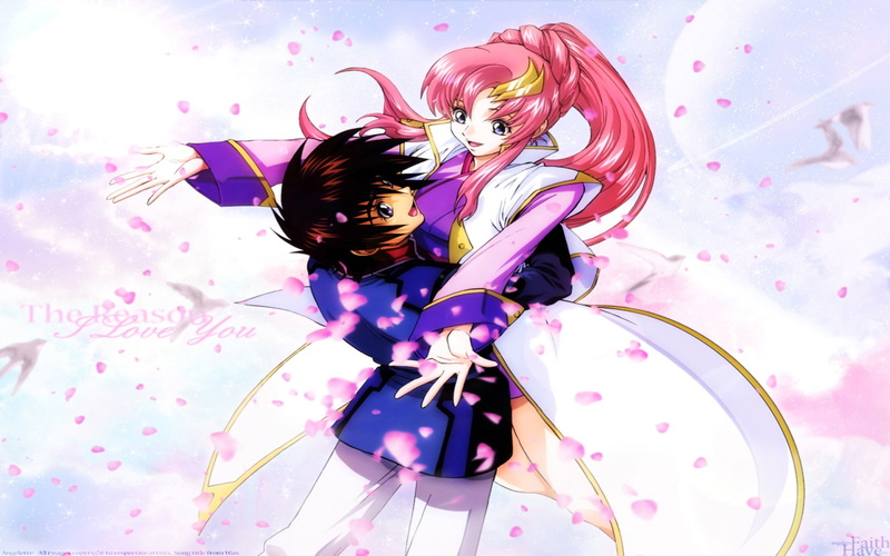 lacus, cherry blossom, blossom, hd, happy, gundam, 1080P, art, love, kira, laucs, anime, cherry, gundam seed, seed