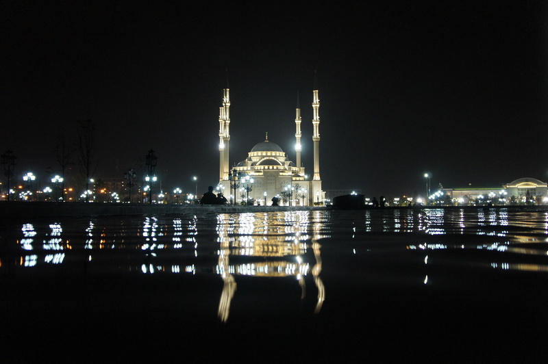 built structure, building exterior, government, spirituality, illuminated, city, sky, belief, Mosque, Eid al-adha, water, reflection, outdoors, dome, travel destinations