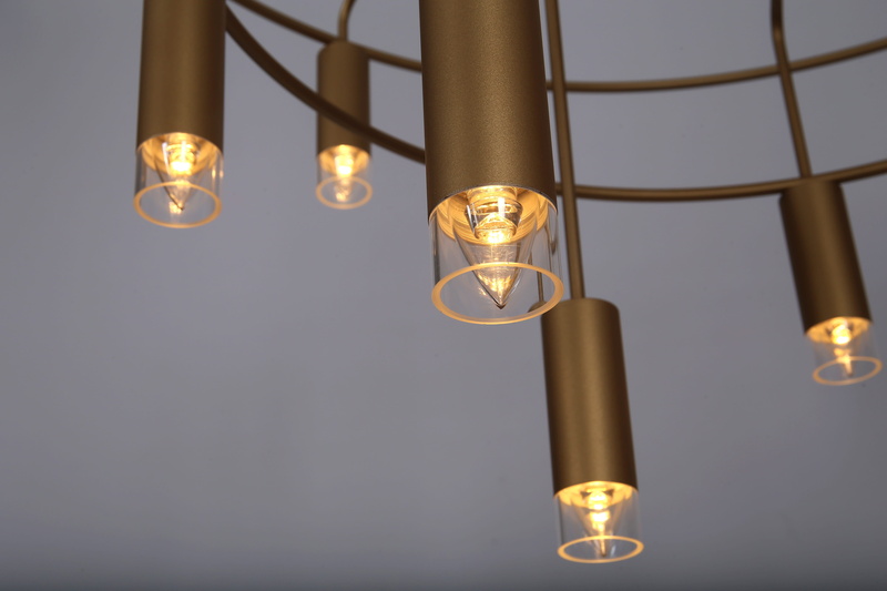 gold colored, glass - material, light bulb, indoors, ceiling, electricity, 5K, Lighting, light - natural phenomenon, lighting equipment, galaxy chandelier