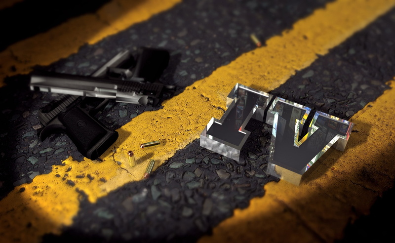 gray, 2K, high angle view, damaged, black color, communication, illustration, aggression, close-up, ground, pistol, violence, sunlight, Grand Theft Auto 4