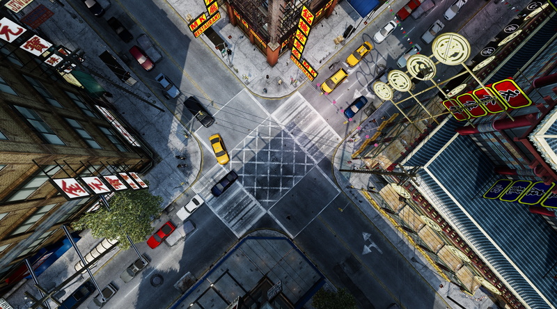 city life, architecture, street, grand, symbol, City, road marking, 4K, land vehicle, sign, high angle view, photo, vehicles, auto, outdoors, no people