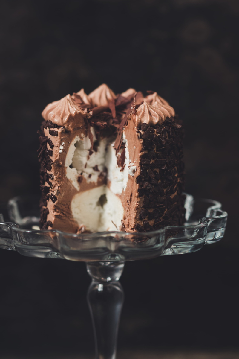 indoors, glass, food, creme, frozen food, cut, france, cocoa, brownie, torte, frozen, cookie, food and drink, indulgence, sweet, close-up, no people, temptation