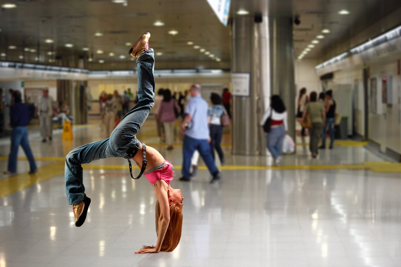 group of people, inside, fun, movement, composing, lifestyles, incidental people, slim, 5K, limber, acrobat, motion, long, sneaker, woman, building, sport