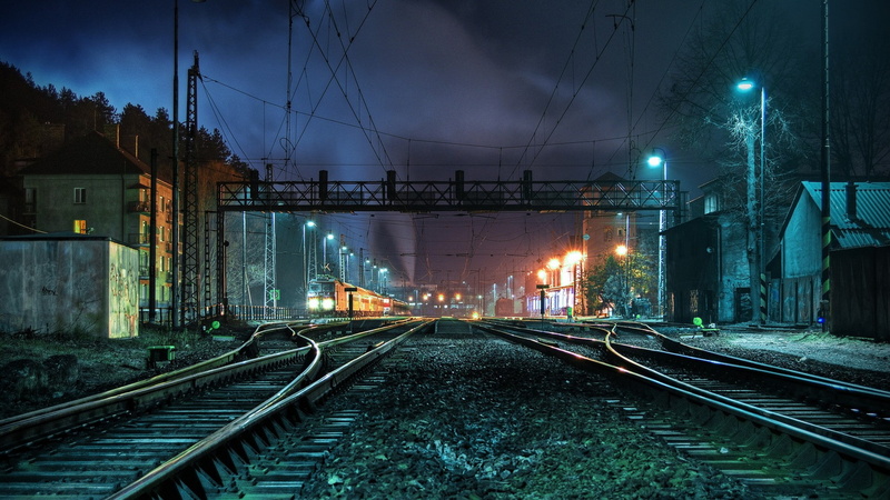 night, vehicle, 1080P, railway, train
