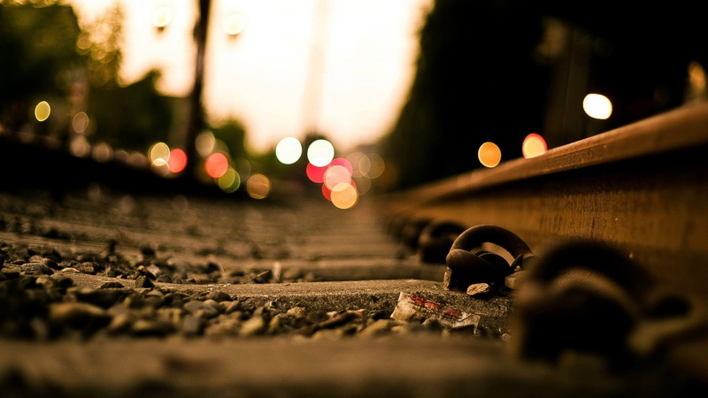 outdoors, night, nature, transportation, city life, photography, street, defocused, no people, architecture, 2K, railway, selective focus, tree, water