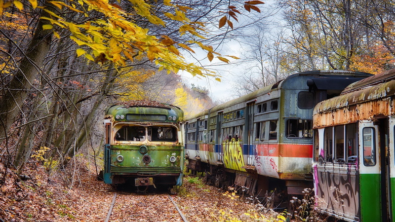 train, vehicle, wreck, 1080P
