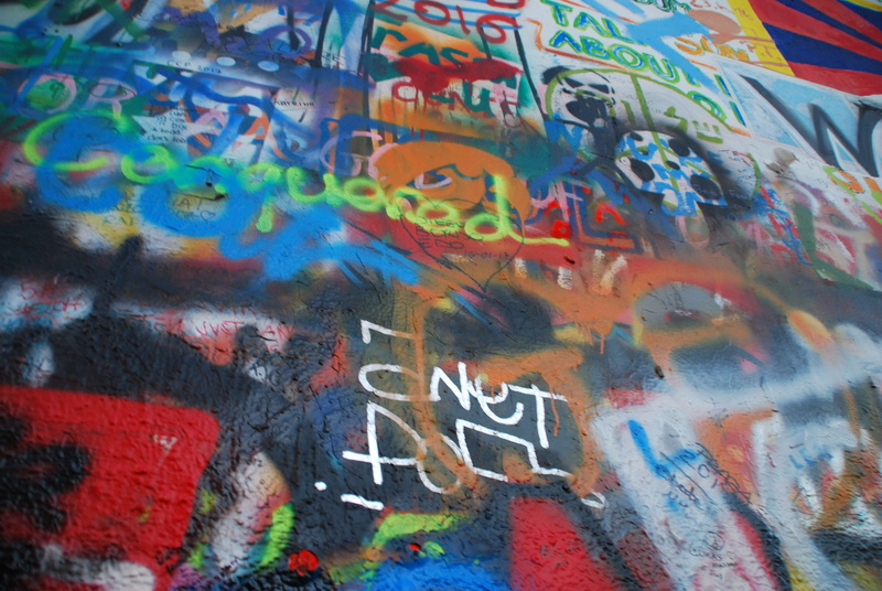built structure, architecture, europe, art and craft, paint, city life, message, creativity, outdoors, day, john lennon, text, street art, spray paint
