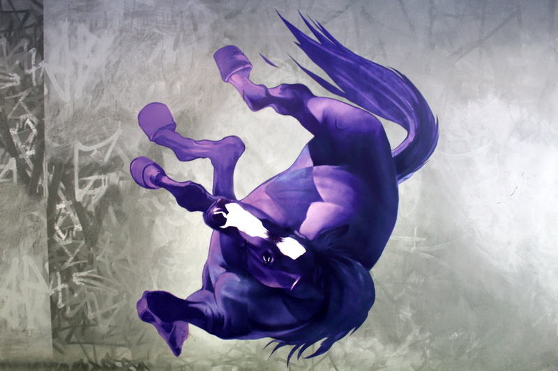 females, nature, creativity, artwork, fashion, purple, 5K, clothing, full length, graffiti, frescos, graffitti, facade, artists, dress, street art, spray