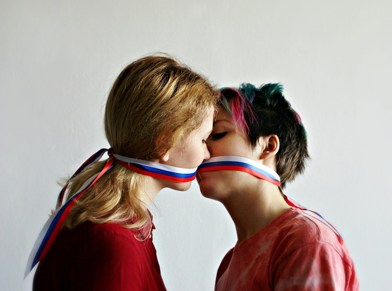 people, russia, kiss, hairstyle, portrait, women, adult, lesbians, lesbian, studio shot, flag, indoors, headshot, young adult, 2K, couple - relationship