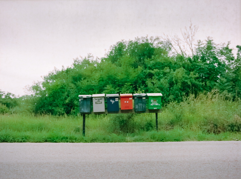 film, red, centered, nature, green color, rail transportation, kodak, mailbox, field, land, sky, public transportation, sweden, day, forest, train, no people