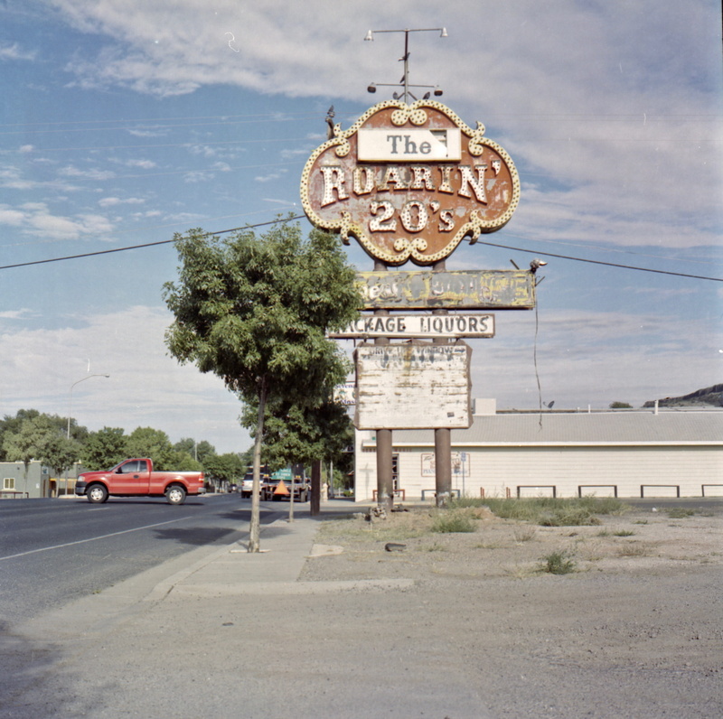 sign, land vehicle, america, tree, film, mode of transportation, 6x6, road, united states, usa, car, grants, kodak, sky, 2K, day, communication, portra