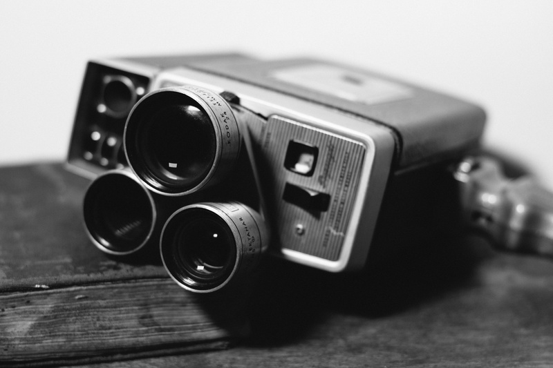 plastic, lens - optical instrument, no people, vintage, home video camera, table, film, photography themes, obsolete, united states, camera - photographic equipment