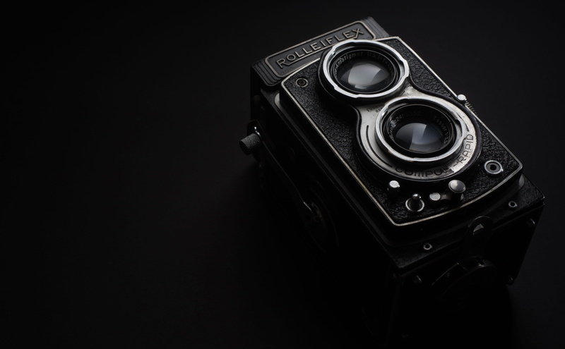 retro styled, photocamera, single object, metal, photography themes, slr camera, rolleiflex, black, tech, technology, old, black background, camera, exposure