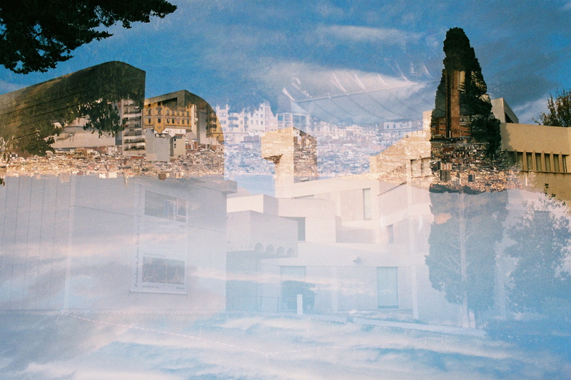 barcelona, spirituality, place of worship, cloud - sky, outdoors, reflection, multiple exposure, architecte, light, religion, rolleiflex, sky, day, joan miró foundation