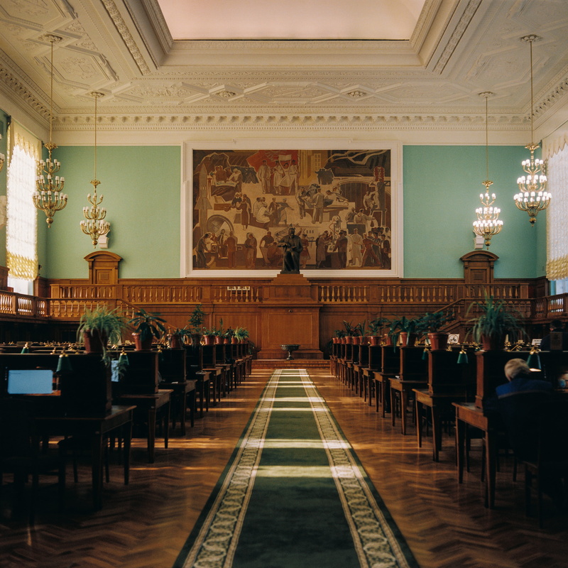 architecture, wood - material, illuminated, chair, library, place of worship, lighting equipment, sitting, ceiling, russian state library, table, women