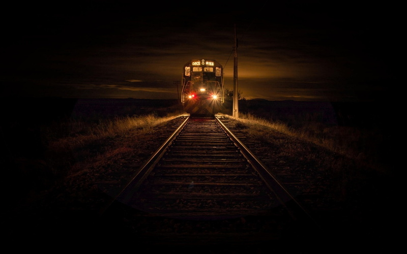 illuminated, landscape nature 2350 train railway dry grass lights evening technology chile diesel locomotives, rail transportation, vanishing point, mode of transportation