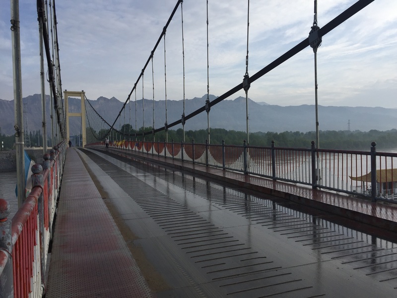 sunrise, no people, qinghai, river, connection, yellow river, cloud - sky, nature, the way forward, water, architecture, railing, suspension Bridge, bridge - Man Made Structure