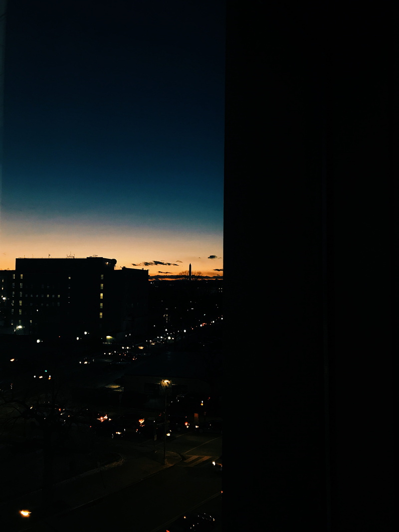 4K, building exterior, outdoors, copy space, apartment, skyscraper, no people, golden hour, city life, washington d.c, window, illuminated, washington