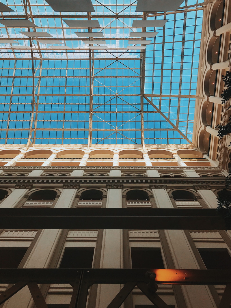 hotel, travel destinations, office building exterior, ceiling, washington, 4K, pattern, travel, architecture, skylight, building, office building, apse