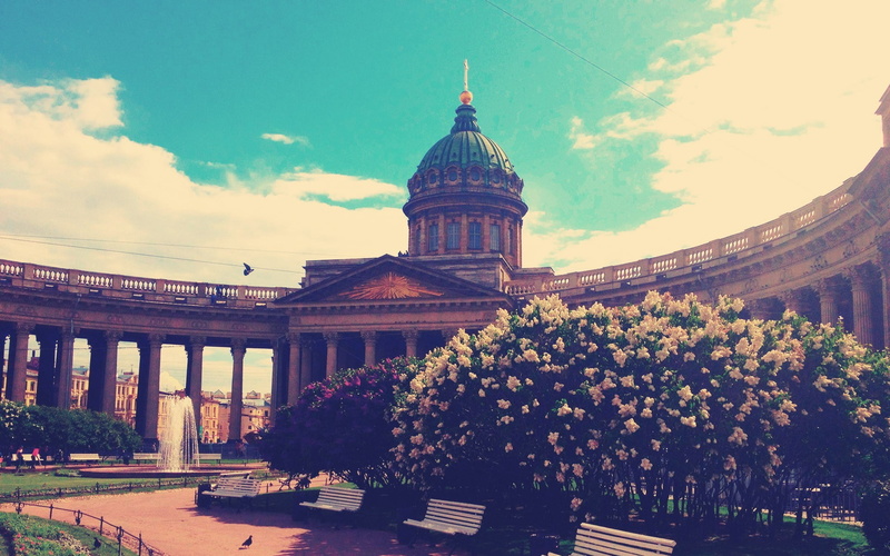 day, architecture, nature, no people, flowers, built structure, St. Petersburg, dome, tree, building exterior, the past, building, city, Russia, history