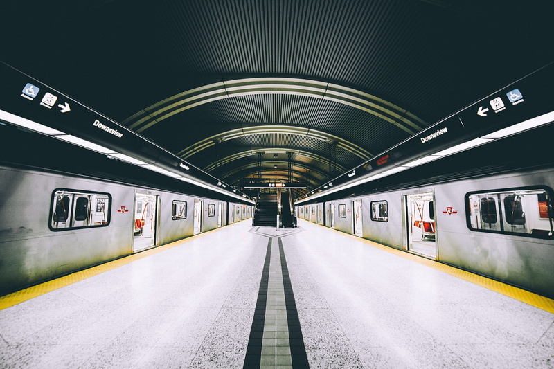 symmetry, Ontario, Canada, urban, vehicle, train, Toronto, subway, 1080P