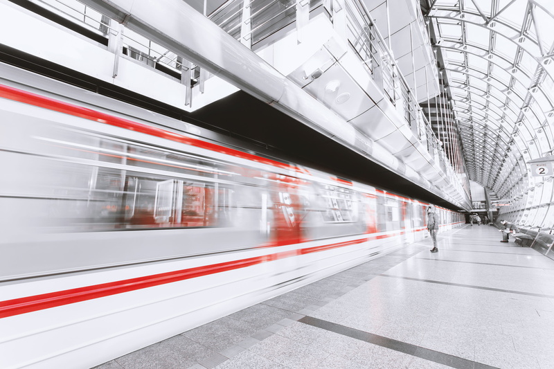 railroad station platform, station, motion, train - vehicle, urban, passenger train, subway train, public domain images, train, indoors, track, terminal