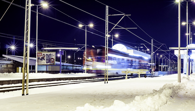 train, train station, railway, illuminated, built structure, railroad, transportation, nature, street, commuting, movement, 4K, blurred motion, track