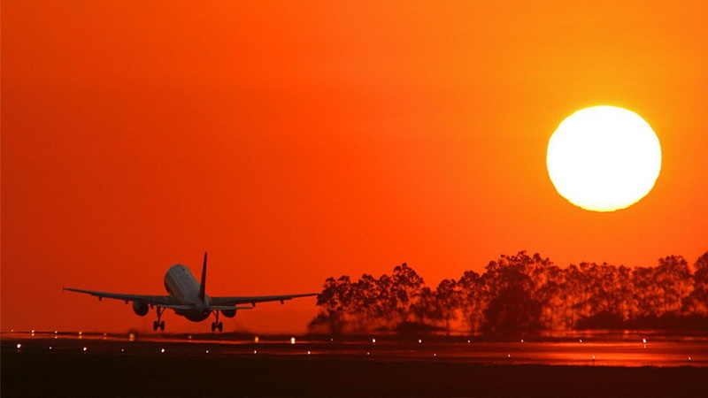 departure, 1080P, aircraft, aircraft planes, commercial, sunset