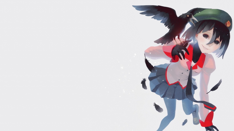 real people, Monogatari Series, 1080P, front view, studio shot, nature, warm clothing, females, copy space, short hair, one person, school uniform, clothing