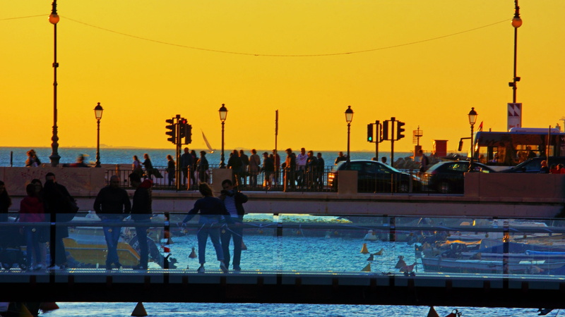 5K, women, nature, large group of people, men, swimming pool, enjoyment, water, orange color, leisure activity, outdoors, italy, trieste, sky, dusk, electricity