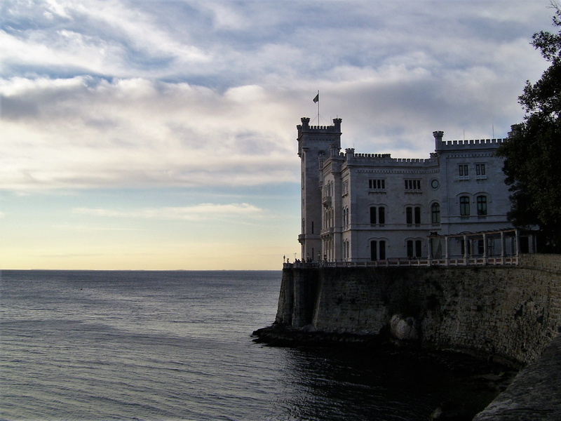 history, architecture, dusk, sky, no people, horizon over water, nature, building, the past, the habsburgs, Landscape, Sea, outdoors, cloud - sky, Trieste