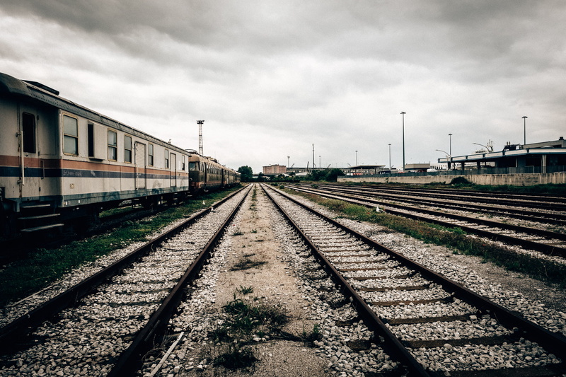 architecture, the way forward, old, built structure, yard, train, no people, vanishing point, direction, rail transportation, shunting yard, public transportation