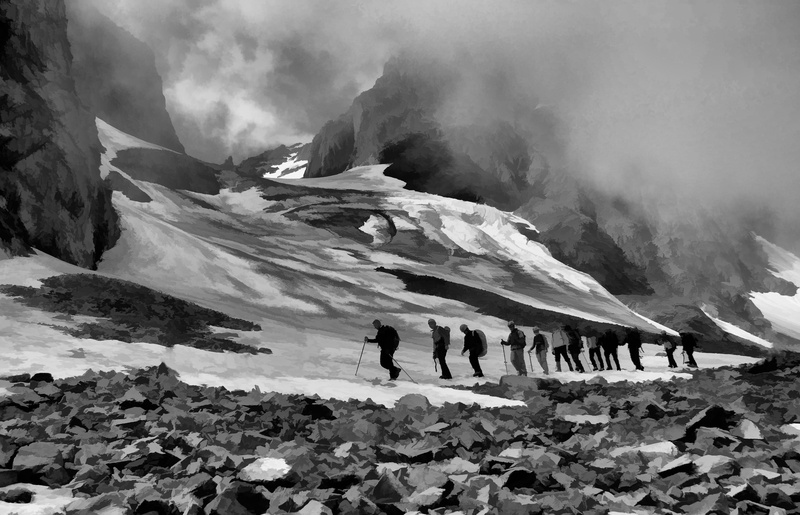 alpine, 2K, hiking, mountains, ice, lifestyles, protection, nature, men, real people, large group of people, girl, peak, cold temperature, sport, alpinism