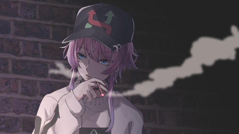 Cap, Smoking, Hypnosis Mic, 1080P, Blue Eyes, Anime, Pink Hair