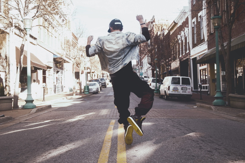 jump, street, white, city, victory, men, motion, celebrate, 2K, arms raised, transportation, real people, urban, outdoors, day, nature, person, joy, daytime