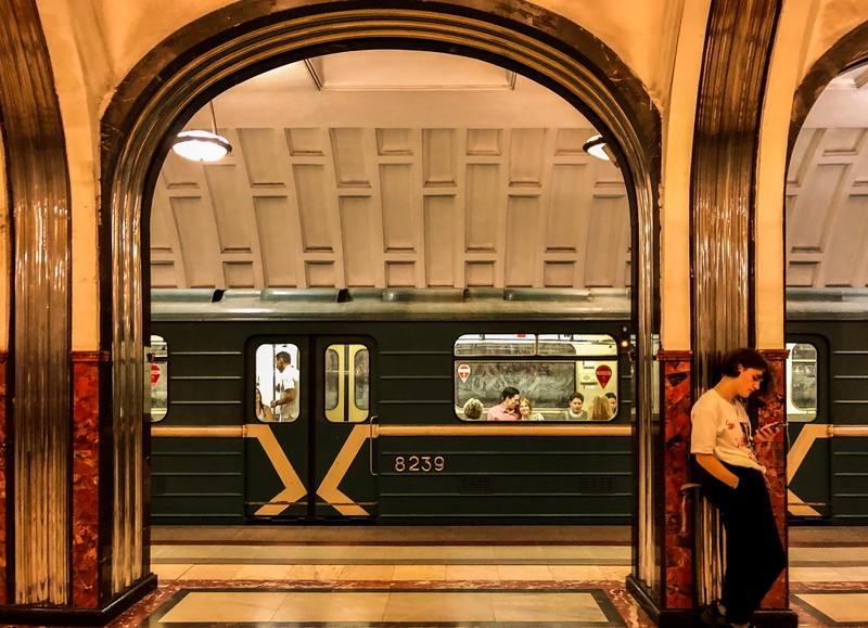 metro station, casual clothing, 4K, architecture, railroad station, full length, subway, rail transportation, passenger, real people, moscow, russia, indoors