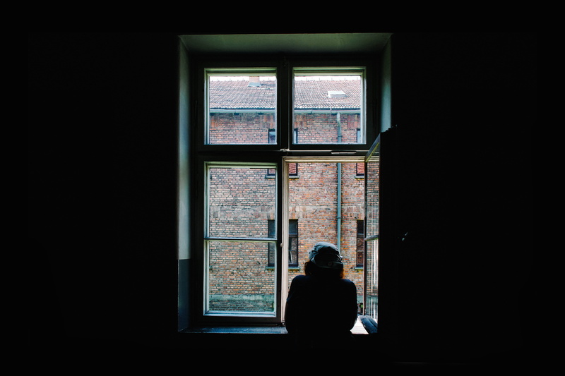 looking, adult, waist up, person, standing, day, real people, building, sunlight, contemplation, window frame, front, 5K, window, depression - sadness