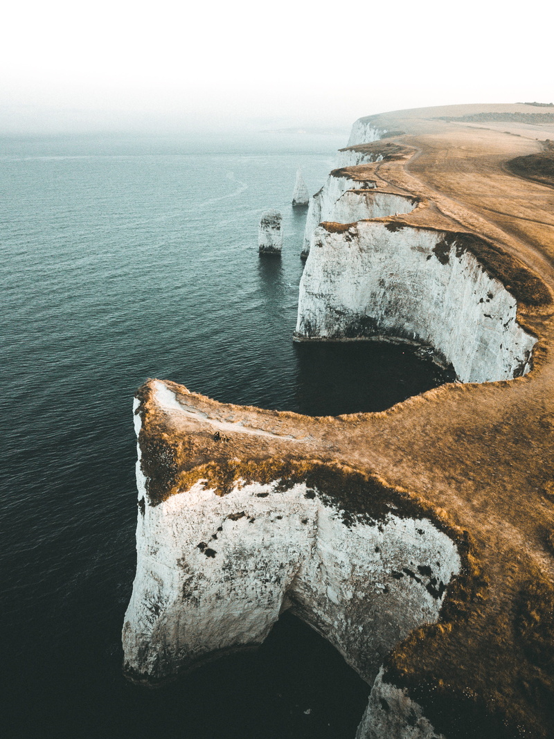 uk, seascape, atlantic Ocean, geology, aerial, coastline, old harry rock, view, near, europe, shore, landscape, beach, ocean, photography, daytime, 2K
