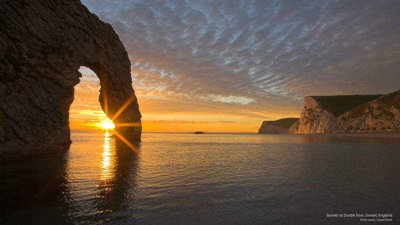 sunset, door, dorset, england, durdle, 2K, Sunrises/Sunsets