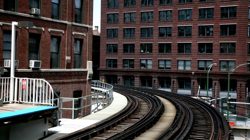 train - vehicle, passenger, illinois, 4K, window, curve, building, city, loop, chicago, building exterior, track, railway, tracks, train, built structure