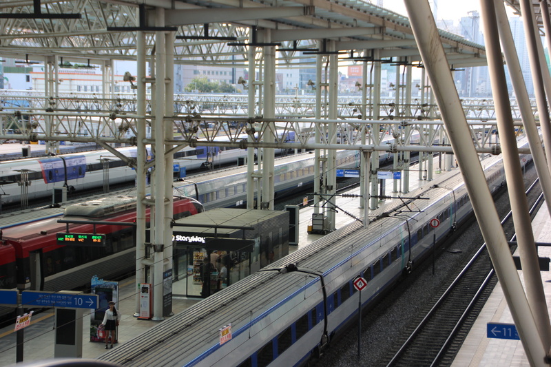 city, electric, public transportation, structures, passenger, republic of korea, construction, railway, architectural column, shipping, ktx, railroad track